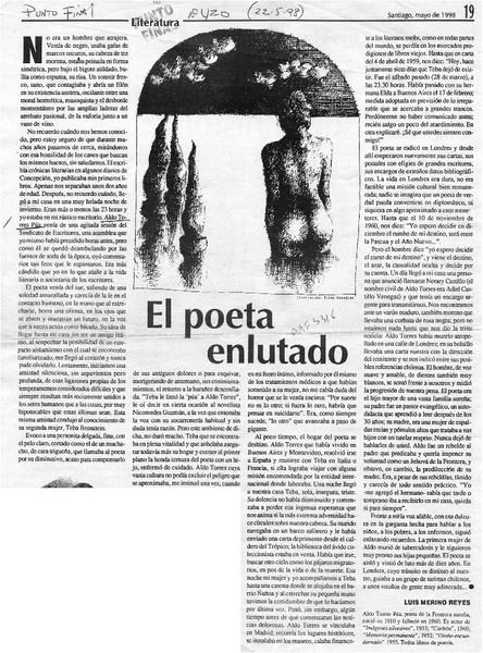 El poeta enlutado  [artículo] Luis Merino Reyes.