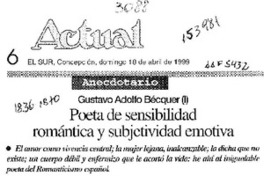 Poeta de sensibilidad romántica y subjetividad emotiva  [artículo] ABM.