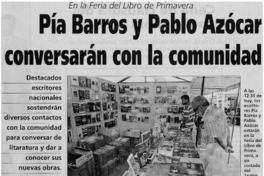 Pía Barros y Pablo Azócar conversarán con la comunidad