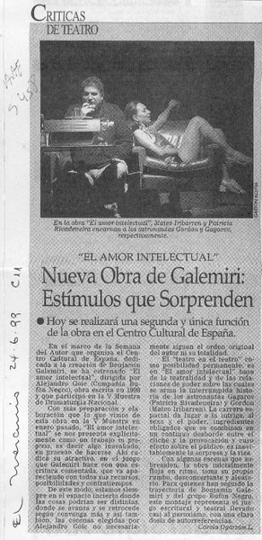 Nueva obra de Galemiri, estímulos que sorprenden  [artículo] Carola Oyarzún L.
