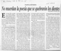 No muerdan la poesía que se quebrarán los dientes  [artículo] Bernardo Chandía Fica.