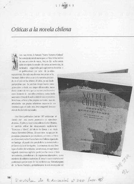 Críticas a la novela chilena  [artículo] Alejandra Ochoa P.