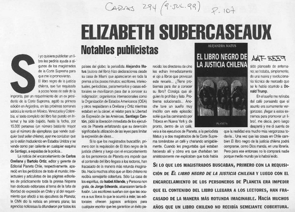 El libro negro de la justicia chilena  [artículo] Elizabeth Subercaseaux.