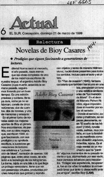 Novelas de Bioy Casares  [artículo] LAM.