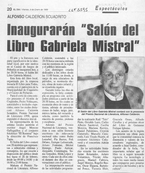 Inaugurarán "Salón del libro Gabriela Mistral"  [artículo].