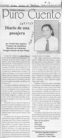 Diario de una pasajera  [artículo] Tomás Soto Aguirre.