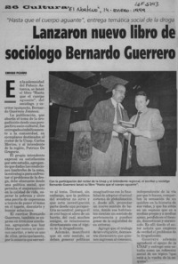 Lanzaron nuevo libro de sociólogo Bernardo Guerrero  [artículo] Enrique Pizarro.