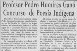 Profesor Pedro Humire ganó concurso de poesía indígena  [artículo].