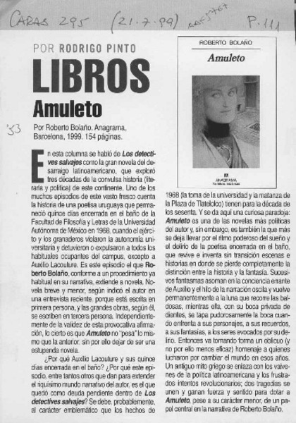 Amuleto  [artículo] Rodrigo Pinto.