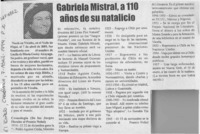 Gabriela Mistral, a 110 años de su natalicio  [artículo].