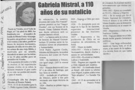 Gabriela Mistral, a 110 años de su natalicio  [artículo].