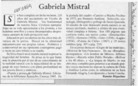 Gabriela Mistral  [artículo] Ramón Riqquelme.