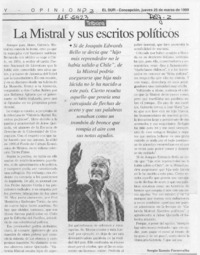 La Mistral y sus escritos políticos  [artículo] Sergio Ramón Fuentealba.