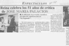 La Reina celebra los 51 años de crítica de José María Palacios  [artículo].