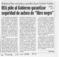 OEA pide al Gobierno garantizar seguridad de autora de "libro negro"  [artículo] Pedro Vega.