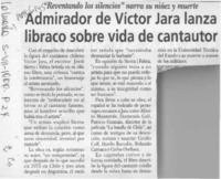 Admirador de Víctor Jara lanza libraco sobre vida de cantautor  [artículo].