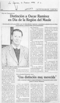 Distinción a Oscar Ramírez en el Día de la región del Maule  [artículo].