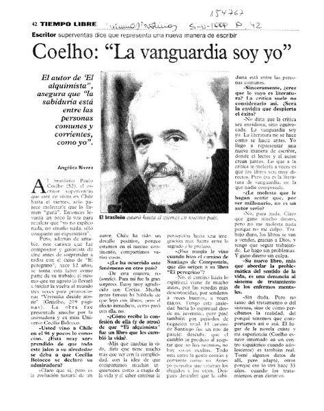 Coelho, "La vanguardia soy yo"  [artículo] Angélica Rivera.