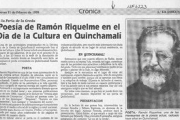 Poesía de Ramón Riquelme en el Día de la Cultura en Quinchamalí  [artículo].