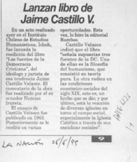 Lanzan libro de Jaime Castillo V.  [artículo].