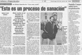 "Esto es un proceso de sanación"  [artículo] Rigoberto Carvajal.