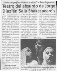 Teatro del absurdo de Jorge Díaz en sala Shakespeare's
