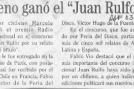 Chileno ganó el "Juan Rulfo"  [artículo].