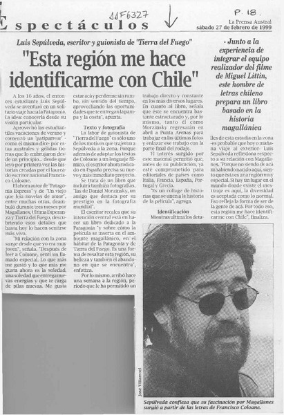 "Esta región me hace identificarme con Chile"  [artículo].