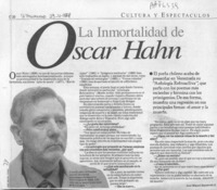 La inmortalidad de Oscar Hahn  [artículo] José Miguel Izquierdo S.