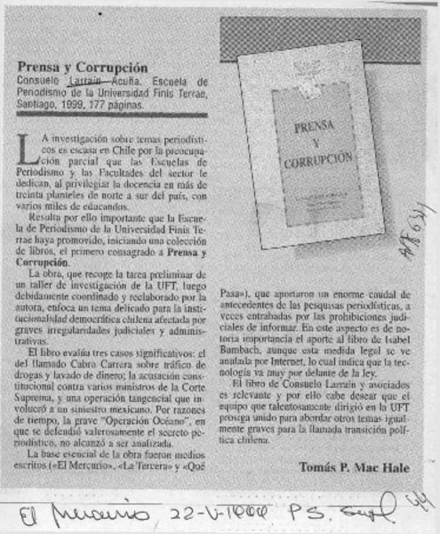 Prensa y corrupción  [artículo] Tomás P. Mac Hale.