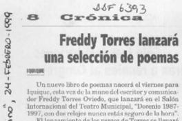 Freddy Torres lanzará una selección de poemas  [artículo].