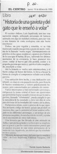 "Historia de una gaviota y del gato que le enseñó a volar"  [artículo] Tomás Loyola Barberis.