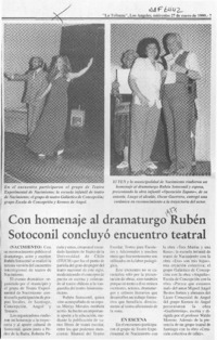 Con homenaje al dramaturgo Rubén Sotoconil concluyó encuentro teatral  [artículo].