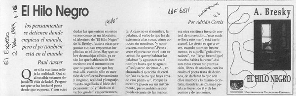 El hilo negro  [artículo] Adrián Cortés.