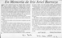 En memoria de Iris Ariel Barraza  [artículo] Roberto Flores Morales.