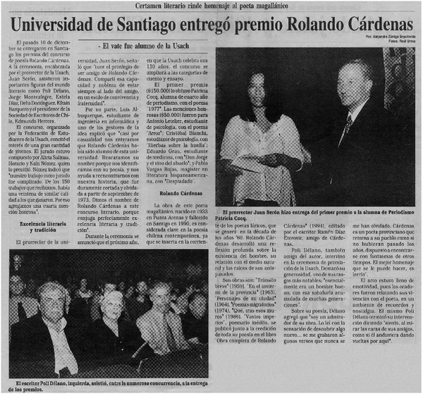 Universidad de Santiago entregó premio Rolando Cárdenas