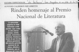 Rinden homenaje al Premio Nacional de Literatura  [artículo].