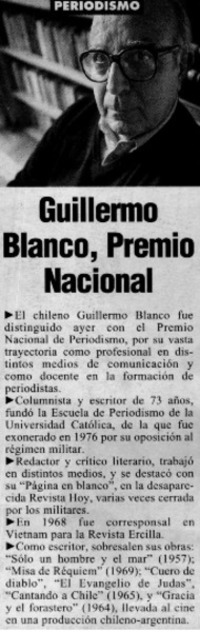 Guillermo Blanco, Premio Nacional