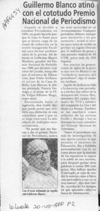 Guillermo Blanco atinó con el cototudo Premio Nacional de Periodismo  [artículo].