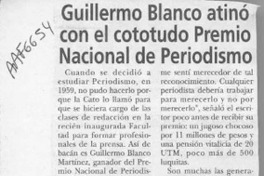 Guillermo Blanco atinó con el cototudo Premio Nacional de Periodismo  [artículo].