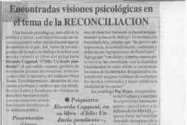 Encontradas visiones psicológicas en el tema de la reconciliación  [artículo].