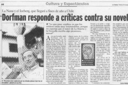 Dorfman responde a críticas contra su novela  [artículo] Carlos Maldonado R.