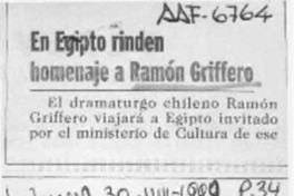 En Egipto rinden homenaje a Ramón Griffero  [artículo].