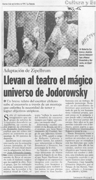 Llevan al teatro el mágico universo de Jodorowsky  [artículo] Leopoldo Pulgar I.