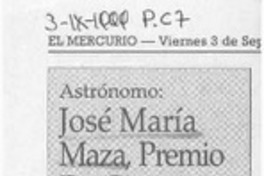 José María Maza, Premio en Ciencias  [artículo].