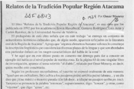Relatos de la tradición popular Región Atacama  [artículo] Omar Monroy.