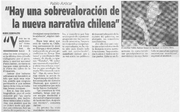 "Hay una sobrevaloración de la nueva narrativa chilena"