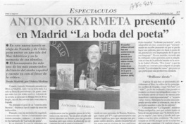 Antonio Skármeta presentó en Madrid "La boda del poeta"