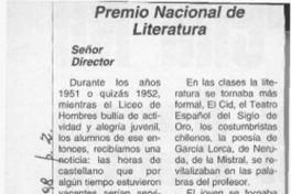 Premio Nacional de Literatura  [artículo] Herman A. Zepeda.