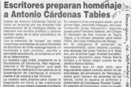 Escritores preparan homenaje a Antonio Cárdenas Tabies  [artículo].